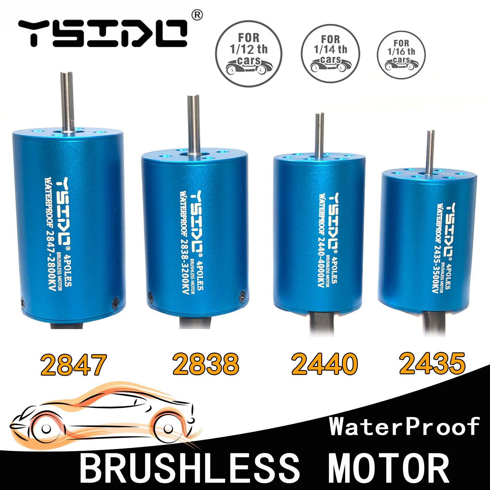 Rc Remo Hobby - Ysido-リモートコントロールブラシレスモーター,2435 2440 2838 2847,wltoys 124016 124017,remoホビーxlh