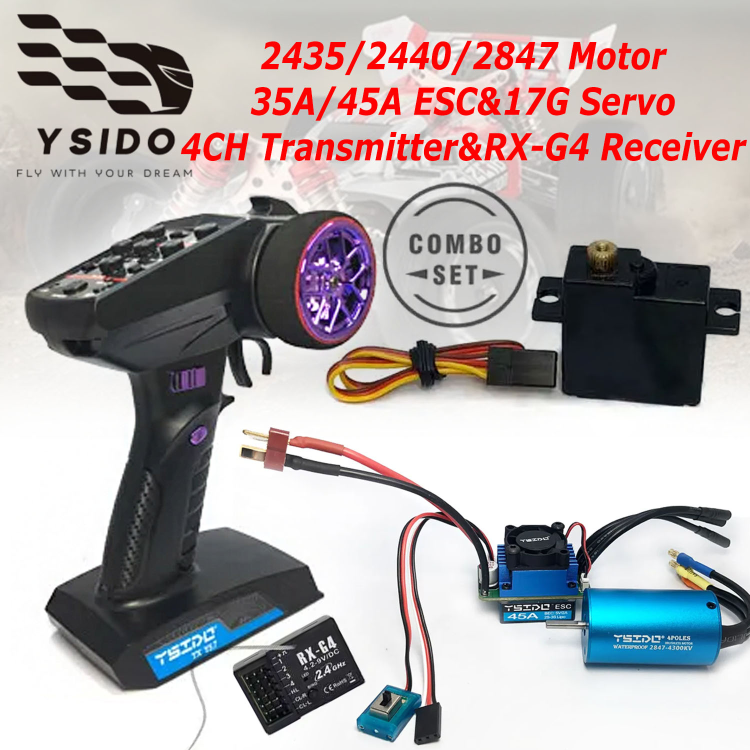 Rc Remo Hobby - YSIDO ブラシレスコンボアップグレードキット モーター ESC レシーバー RCサーボセット