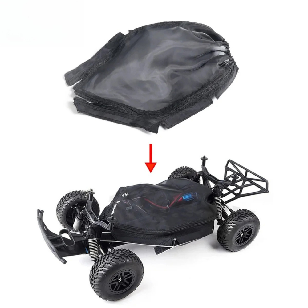 Rc Remo Hobby - ジッパー式ナイロンメッシュ防塵・防泥カバー 1/10 RCショートコーストラックシャーシ用、Traxxas Slash、Huanqi HQ 727、Remo