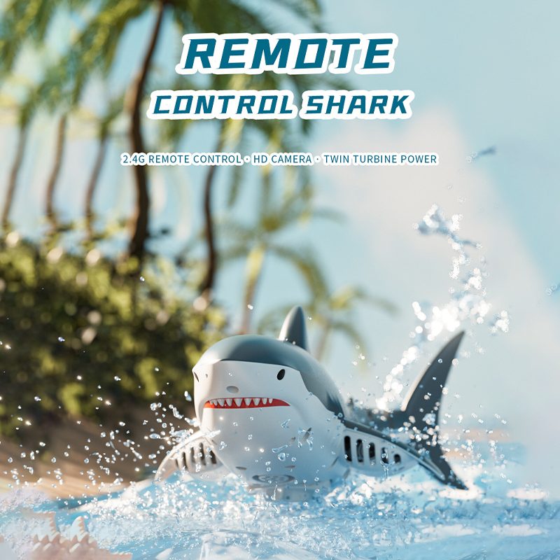Rc Submarine Water - 2.4Gリモコン操作のサメ型おもちゃ、4K HDカメラ搭載、スマートRCサメ、水を噴射するおもちゃ、リモコン操作のボート、船、潜水艦ロボット